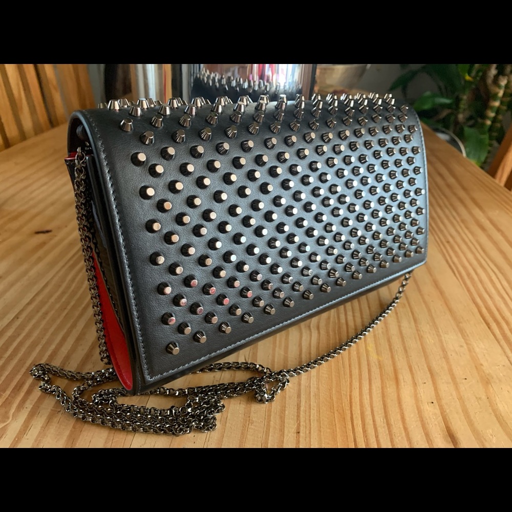 Christian Louboutin Paloma Spike Leather Clutch